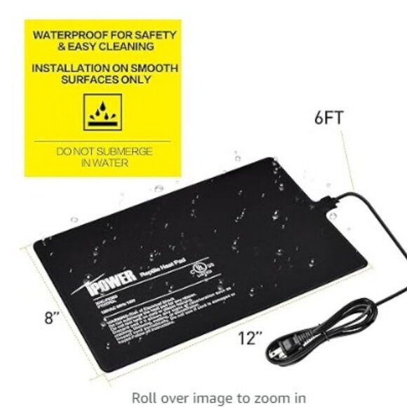 iPower 8X12 Inch Reptile Heat Pad For 40-50 Gallon Tanks and Digital Thermostat - Picture 3 of 6